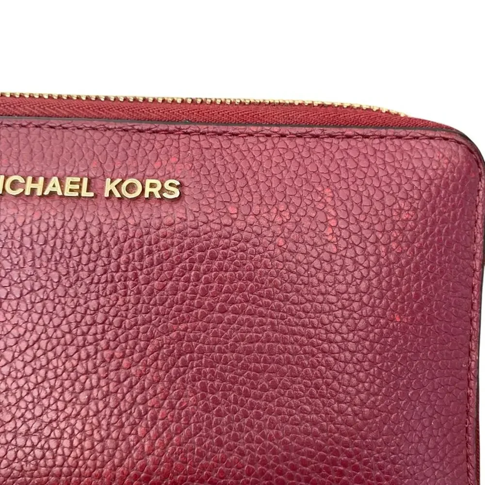 Michael Kors Jet Set Wristlet Zipper Wallet Burgundy